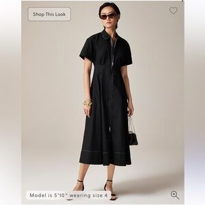 NWOT J.Crew Zip-Up Shirt-Dress in Cotton Poplin